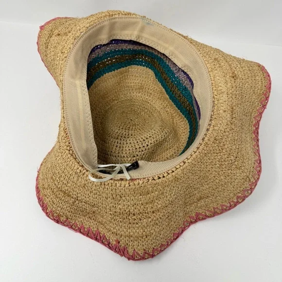 Wyeth Georgia Multicolored Stripes Floppy Straw Hat - Picture 6 of 8